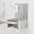 Top Small Wall-Mount Stainless Steel Industrial Kitchen SS 304/201 Portable Hand Wash Basin One Hole Faucet Single Bowl Knee