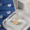 HOVANCI Tarnish Free 18k Gold Plated Engraved Cherry Flower Coin Necklace 316L Stainless Steel Bead Chain Pendant Necklace