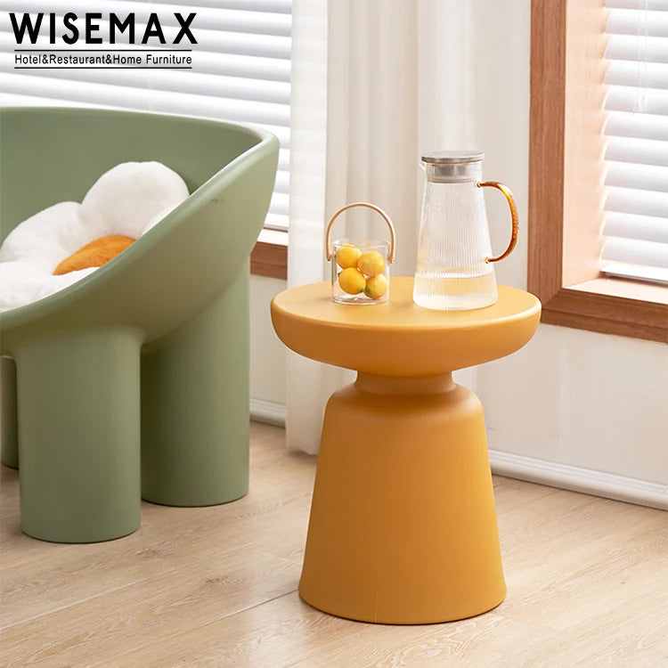 WISEMAX FURNITURE Nordic Living Room Furniture Round Side Table Green Plastic Frame Coffee Table for Home