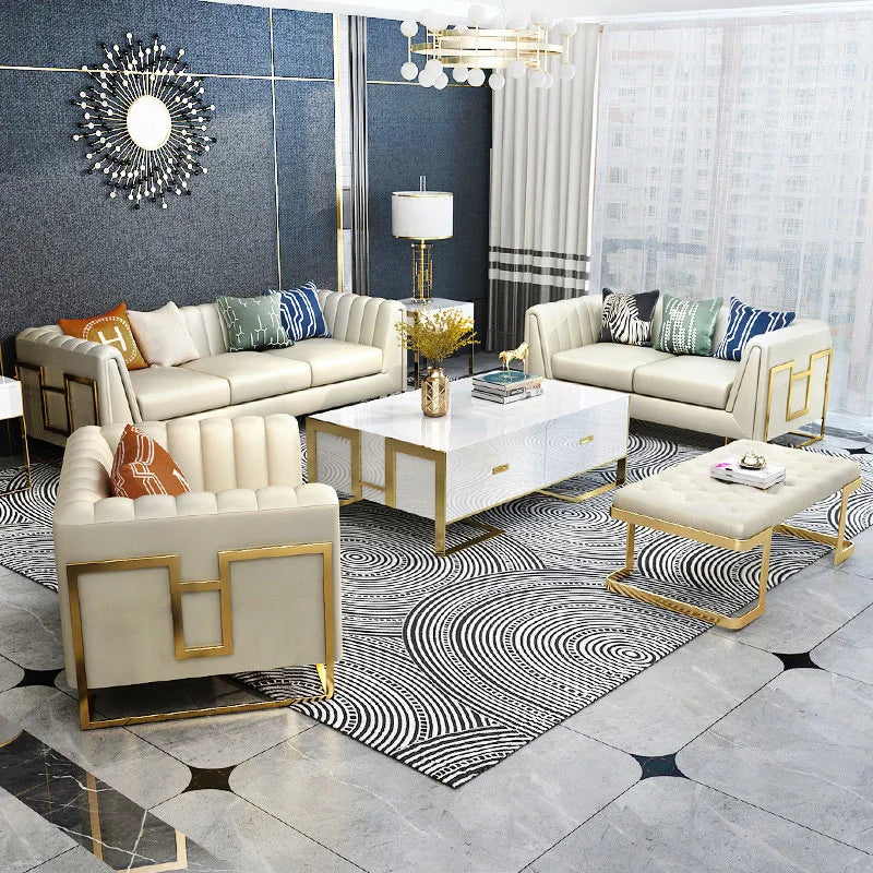 Italian Style Upholstery 1 2 3 Living Room Sofa Set Foshan Furniture Living Room Modern Luxury White Luxury Leisure Lobby Sofas