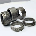 Men 8mm Vintage Stainless Steel Viking Runes Retro Stainless Steel Finger Rings for Men