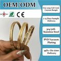 316L Stock Wholesale 14K 18K 24K Gold Dubai Great Wall Pattern Stainless Steel Fashion Jewelry Custom Bracelets Bangles Unisex