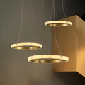 Home Decor Gold Luxury Rings Pendant Light Large Round Nordic Modern Led Marble Chandelier for Living Room