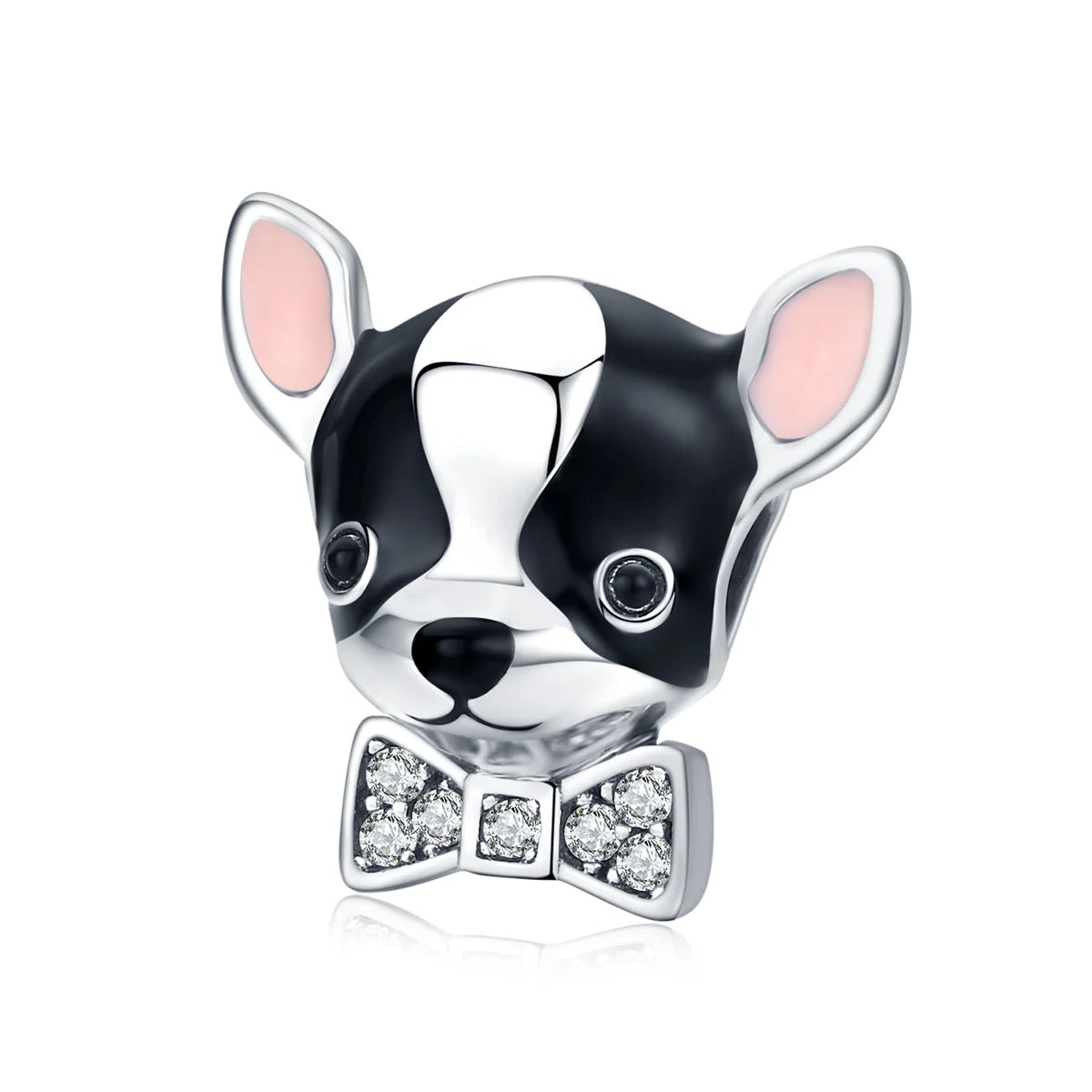 925 Sterling Silver Chihuahua Dog Charm Bracelet & Bangle Religious Style Platinum Jewelry with Zircon Main Stone Number Pattern