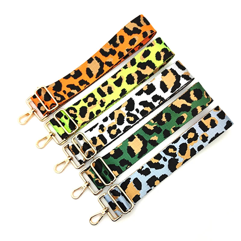 Meetee B-J2069 5cm Thickened Leopard Print Colorful Decorative Print Webbing Bag Accessories Wide Shoulder Strap