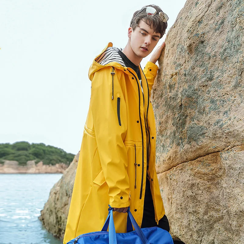 Reflective PU Waterproof Motorcycle Rain Wear Men's Rain Coat Rain Suits Raincoats