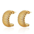 New Trendy Wholesale Tarnish Free Waterproof Jewelry Stainless Steel 18K Gold Plated Hollow Mesh Shaped Thick Hoop Earrings