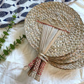 Y-Z Woven Rattan Leaf Straw Summer Cool Beach Pool Boho Tropical Hand Fan Decorative Handheld Fans