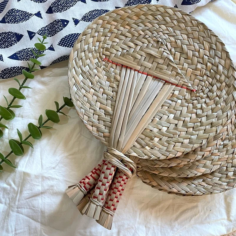 Y-Z Woven Rattan Leaf Straw Summer Cool Beach Pool Boho Tropical Hand Fan Decorative Handheld Fans