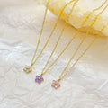 Wholesale Fashion Necklace Korea Style Stainless Steel Jewelry Gold Plated Necklace Zircon Tiny Flower Necklace for Women