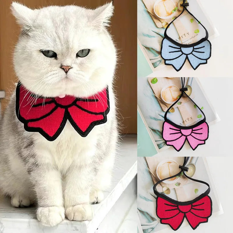 OEM ODM Luxury Cat Scarf Ornament Collar Elegant Bow Design Dog Saliva Towel Anti-Licking Hair Accessories Printed Pattern