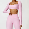 Women Crop Tops Sports Shirts Exercise Long Sleeve Padded Low Medium for Yoga Gym Slim Fit Athletic Breathable Quick Dry