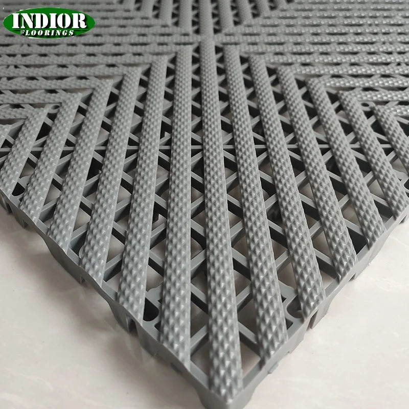 Easy Clean 20mm Thick Raised Vented Modular Flooring Non-Slip Non-Toxic Drainage PP Interlocking Garage Supermarket Eco-Friendly