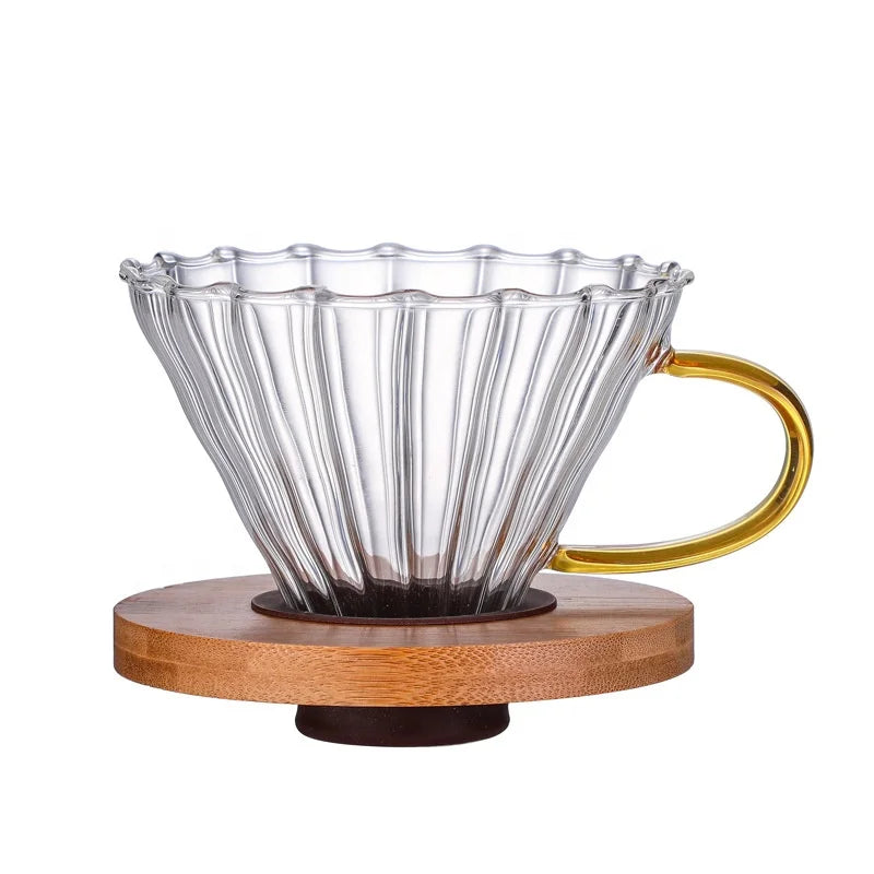 Heat-resistant Glass Coffee Dripper 4 Cups for Barista Coffee Brewing Cup Hand Drip Coffee Maker GV04C