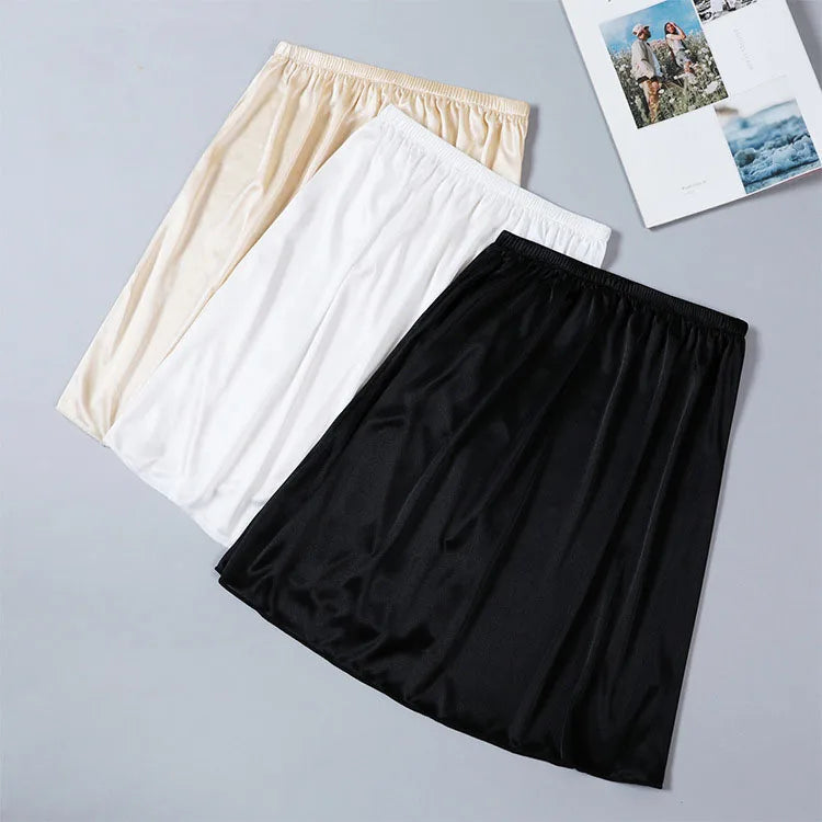 45cm Length Women Underskirt for Dress Ladies Thin Silk Midi Petticoat