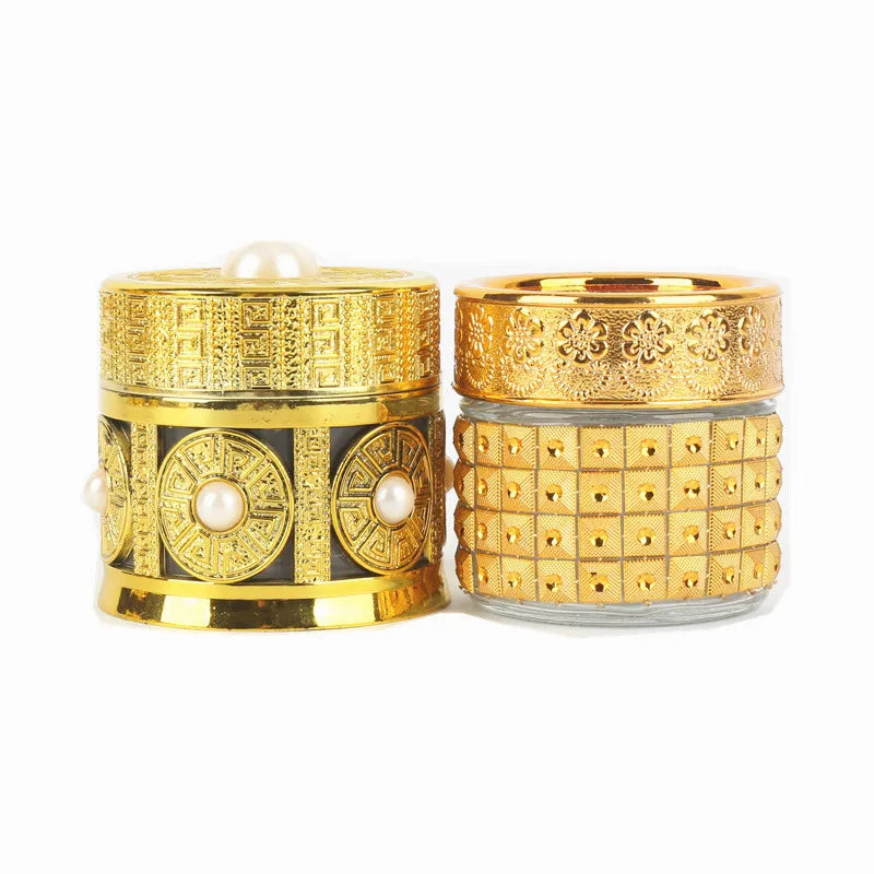 Empty Luxury Storage Jar Glass Saffron Container Jar Bottles 3g 5g 10g Saffron Packing Golden Glass Jar with Window Lid