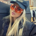 UNOC 2022 Women's Luxury Brand Sunglasses with Large Big Frame Trendy Red Shades PC Material Blue and Gray Frame Colors