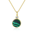 Fine Jewelry 18K Gold 925 Sterling Silver Women Round Shape Malachite Pendant Necklace