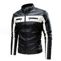 New Fashion Trend Patchwork Coat Men's PU Jacket Motorcycle Racing Jacket Men Leather Jacket