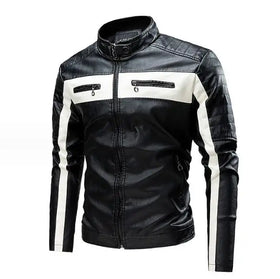 New Fashion Trend Patchwork Coat Men's PU Jacket Motorcycle Racing Jacket Men Leather Jacket