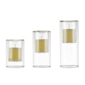 Heat Resistant Clear Tall Glass Candle Holders Three Sets Cylinder Pillar Candle Holder for Wedding Table Decoration