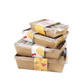 Transparent Lid Coated Paper Lunch Box with Embossed Kraft Design for Sushi Rice Salad Noodles Potato Chips Takeaway