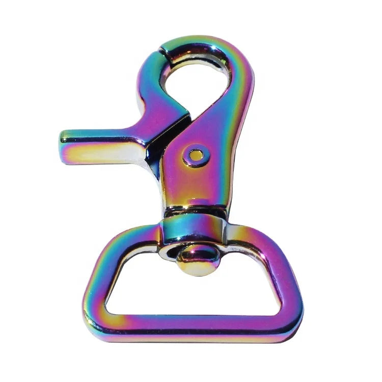 Wholesale Luxury Vintage Rainbow Zinc Alloy Snap Hook Hardware for Handbags Adjustable Shoulder Strap Dog Buckle