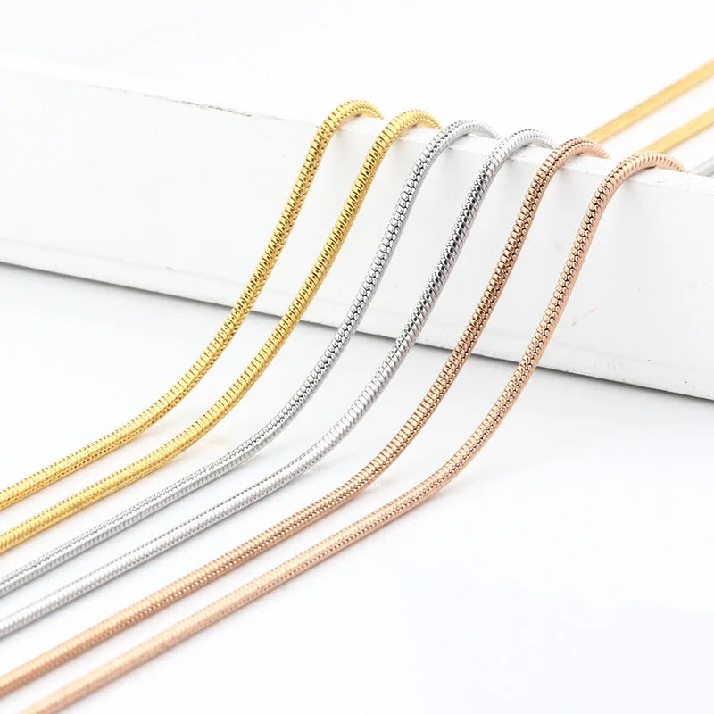 3color 60cm Stainless Steel Necklace Snake Chain Twisted Design for DIY Jewelry Making Findings & Components
