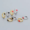 SP S925 Cute 18K Gold Plated 925 Silver Enamel Red Heart Hoops Earrings for Girls