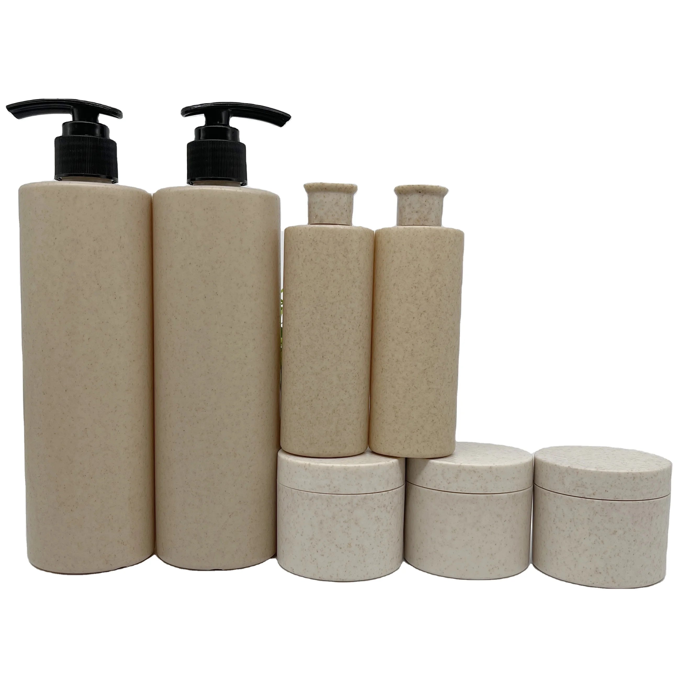 Skincare Recycle Wheat Straw Cosmetic Soap Wheat Straw Biodegradable Pump Shampoo Plastic Bottle for Shampoo and Conditioner