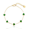 New Luxury Design Simple Fashion Jewelry Stainless Steel Gold Plated Heart Shaped Green Zircon Women Charm Bracelet