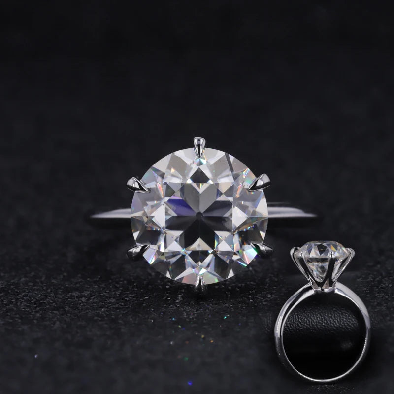 Round Brilliant Cut 11mm OEC Cutting Moissanite Ring 14K White Gold Ring