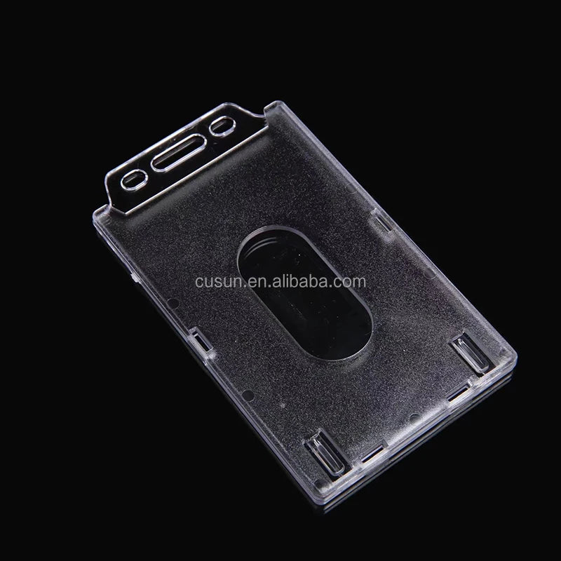 Transparent Card Protector Vertical Rigid Badge Holder Plastic ID Name Card Holder