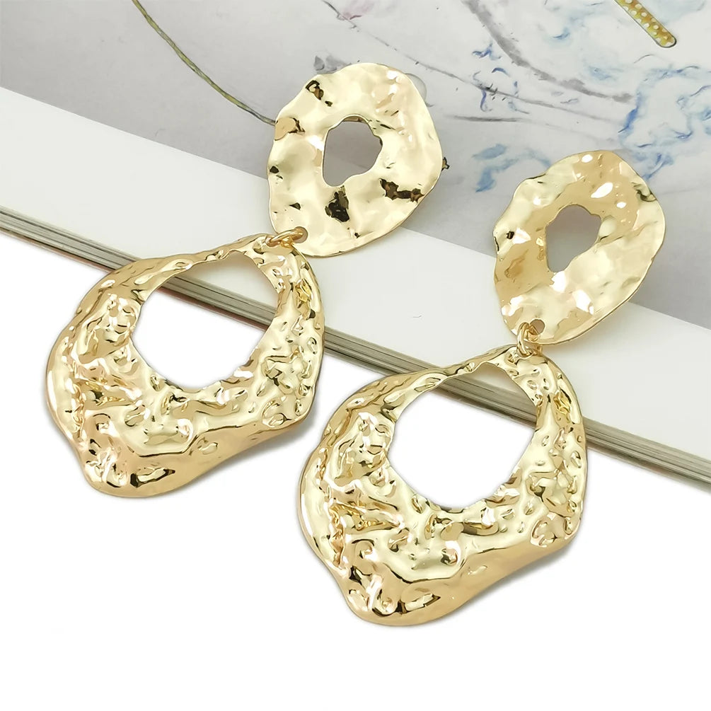 Fashion Chunky Earrings Irregular Metal Drop Earrings Statement Geometric Alloy Dangle Earrings Women