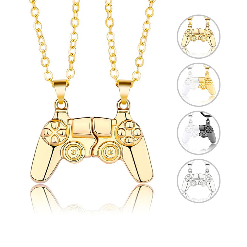 2pcs/set Valentine's Day Gift Cute Console Pendant Friendship Couple Magnetic Video Game Controller Necklace Jewelry
