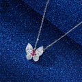 RINNTIN LZN08 2023 Fashion Women's Butterfly Pendant Necklace Luxury Created Ruby Zircon Fine Jewelry 8A Zircon Silver Necklace