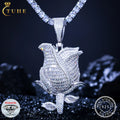 Pass Diamond Tester VVS Baguette Moissanite Rose Pendant 925 Sterling Silver Lab Diamond Iced Out Hip Hop Jewelry Wholesale