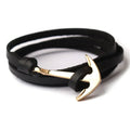 Summer Vintage Fishhook Wrist Band Leather Bracelet Handwoven Multi-Layer Men Leather Anchor Charm Bracelet for