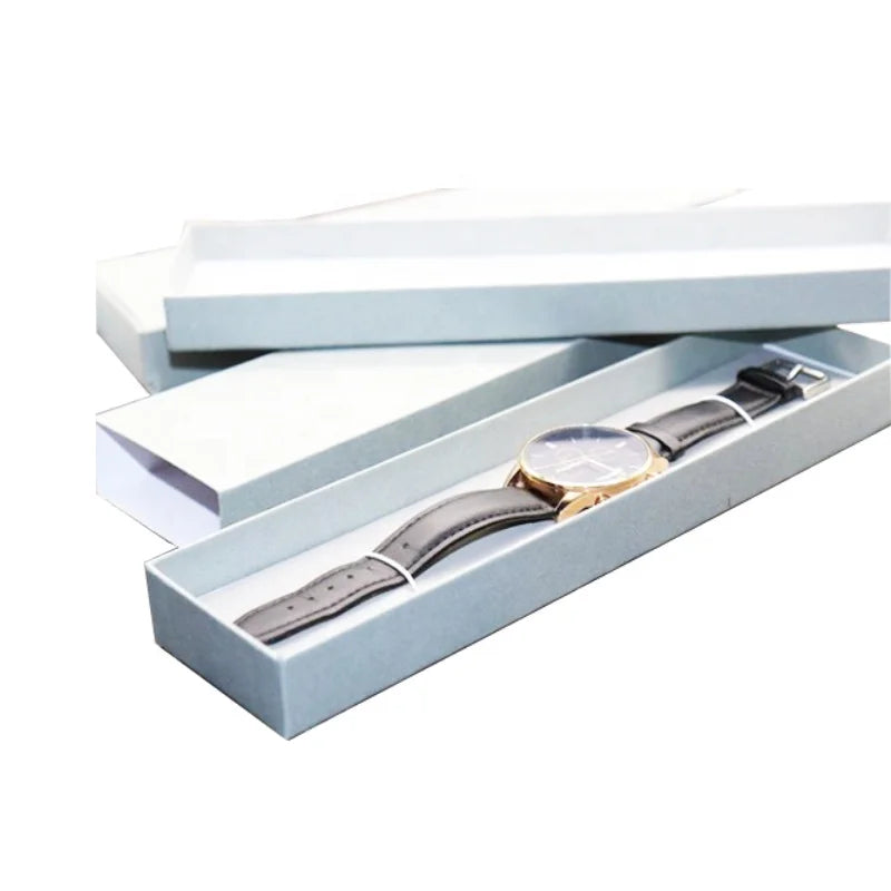 Long Recycled Elastic Buckle Paper Watch Box with Customized Logo/Color/Size Eco-Friendly Packaging