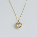 Romantic Vintage White Shell Heart Pendant Gold Plated Frame Women Necklace Jewelry
