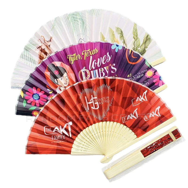 Fashionable Design Popular Crafts African Print Custom Folding Bamboo Hand Fan Personalized Fabric Hand Fans