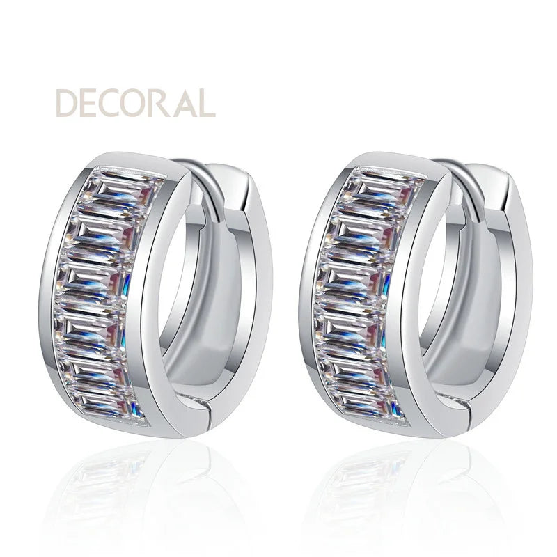 Fine Jewelry Emerald Cut 1.8CT Moissanite Earring Studs 925 Sterling Silver Wedding Earrings for Women