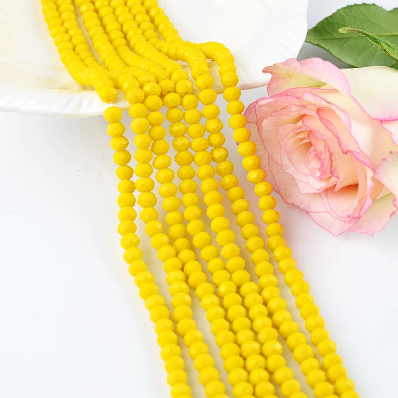 4mm Siam Tire Glass Beads Crystal Rondelle Faceted Loose Beads for Jewelry Making Bracelet
