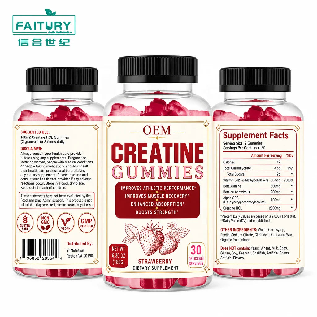 Faitury Private Label Create Creatin Gummies Creatine Monohydrate Gummies for Men & Women MegaBDM
