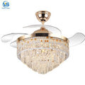 Y110 42-Inch Ceiling Fan with Crystal Chandelier 3-Blade DC Motor Remote Control Included Ceiling Fan with Light and Remote