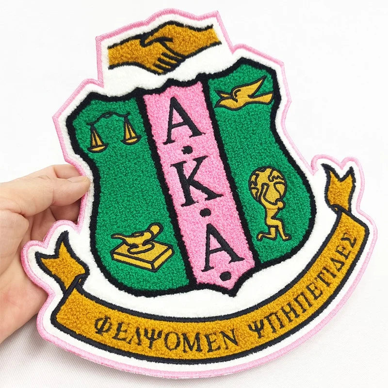 Eco-Friendly Embroidered for AKA Chenille Flower Design Heat Transfer Patches for Sorority and Fraternity for Hats