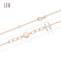 18k Pure Gold Geometric Bracelet Cool Breeze Personality Pin Pearl Thick Chain Charm Bracelet