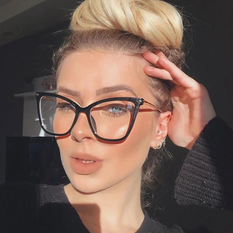 2024 Hot Sale New Vintage Cat-Eye Eyeglass Frames for Men and Women Anti-Blue Light Glasses Optional