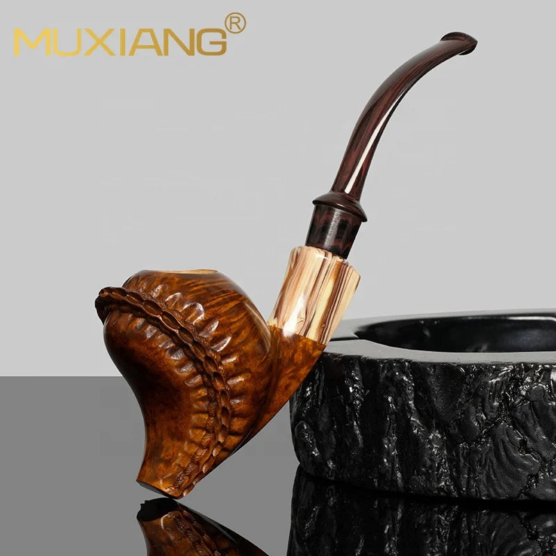 MUXIANG Free Style Imitation Leather Tobacco Pipe Resin Decoration Ring Smoking Pipe With Cumberland Stem