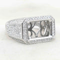 Sterling Silver 10*14mm Semi Mount Men's Ring Frame Empty Blank Claw Setting S925 Base Holder Without Center Stone for DIY Inlay